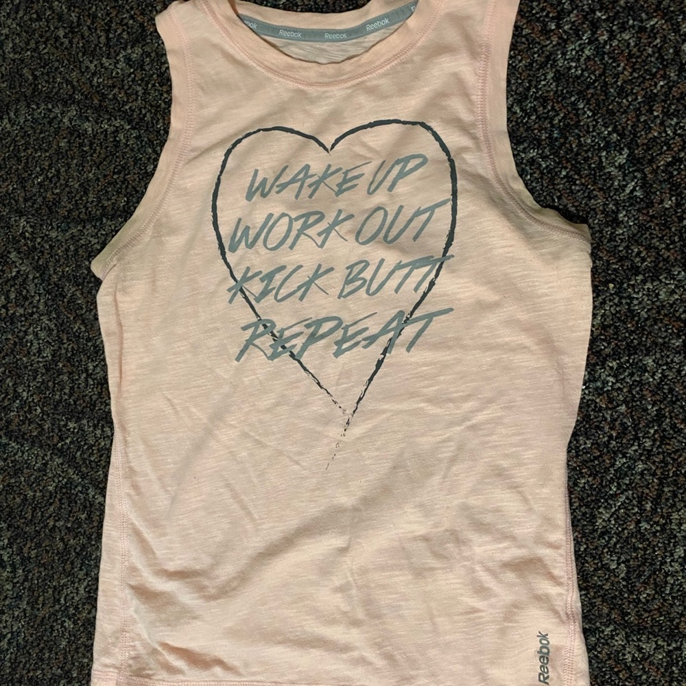 Reebok Women's Light Pink Motivational Muscle Tee
